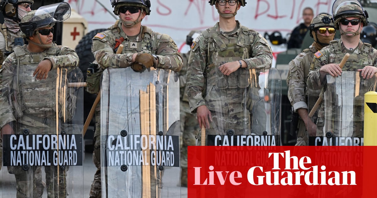 Trump welcomes appeal court ruling that he can keep national guard in LA – US politics live