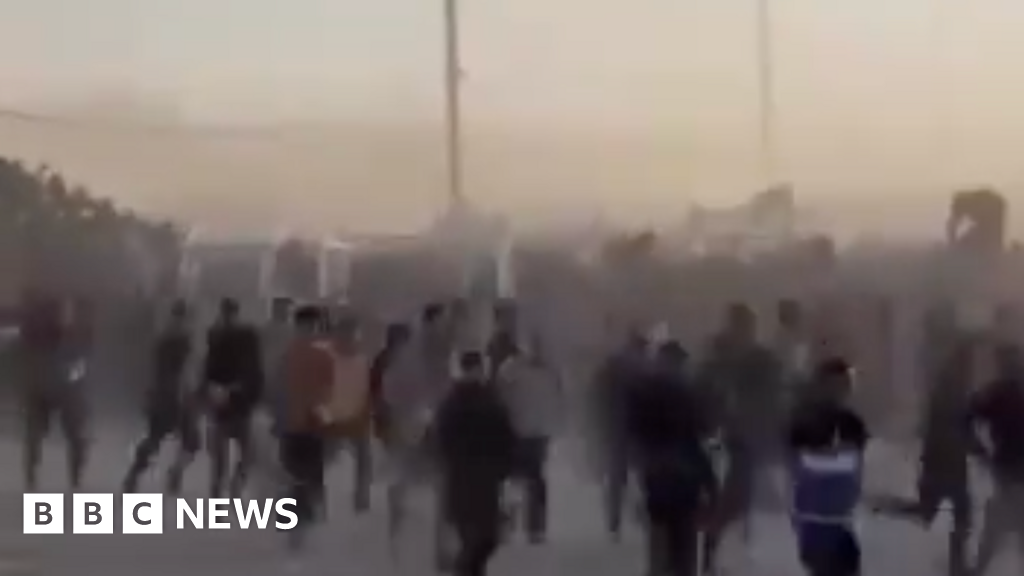 Video shows crowd of Palestinians climbing fence and rushing to aid site