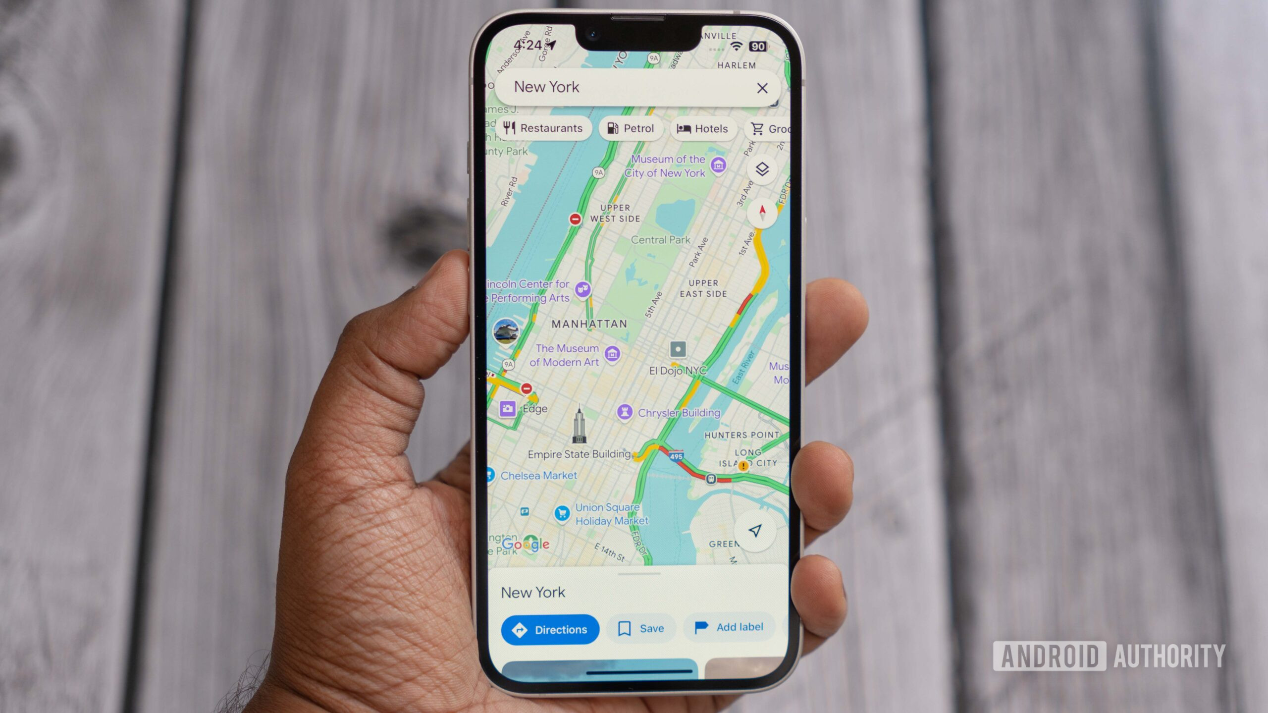 Apple iPhone 16e running Google Maps