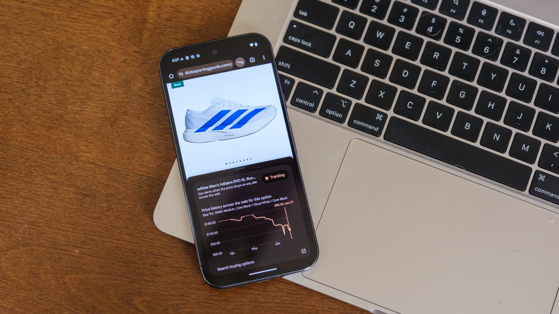 Google Chrome shopping insights with product image