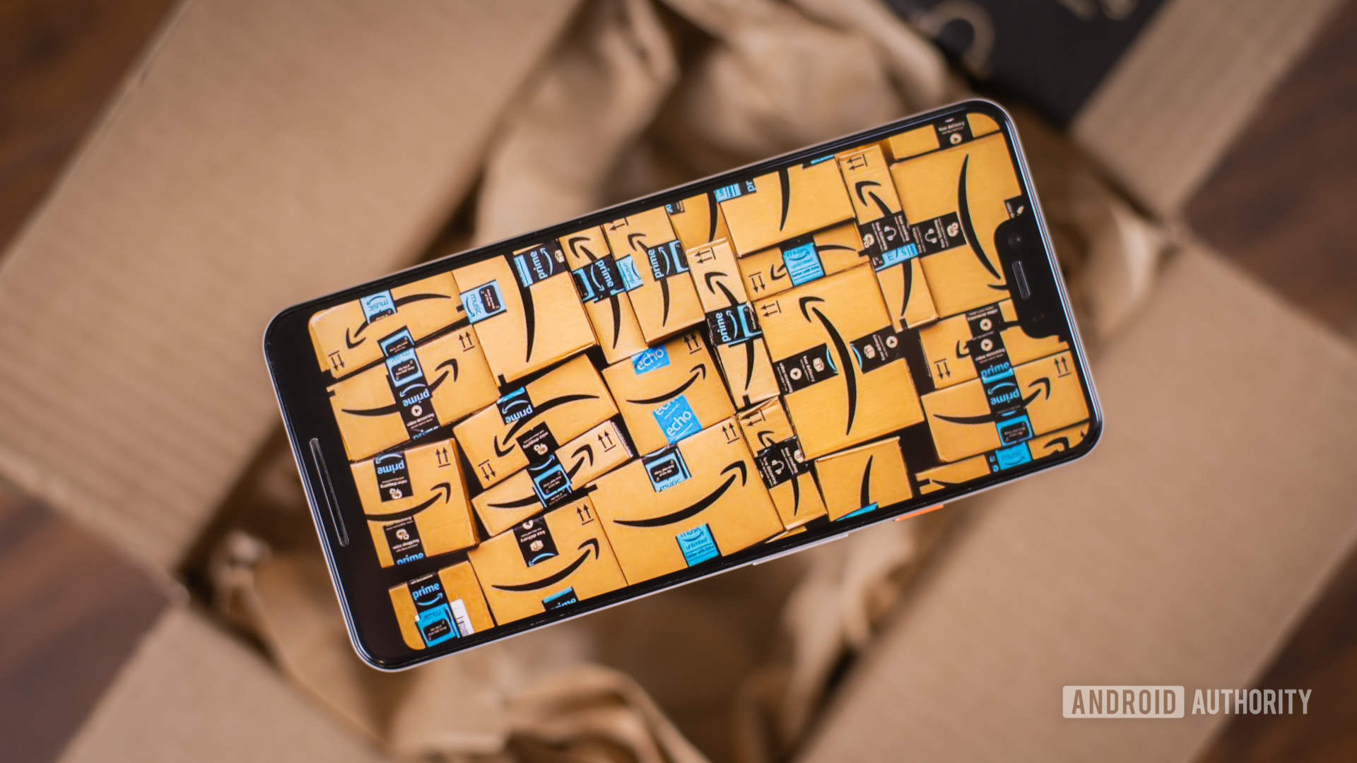 Amazon Prime boxes with smartphone 1