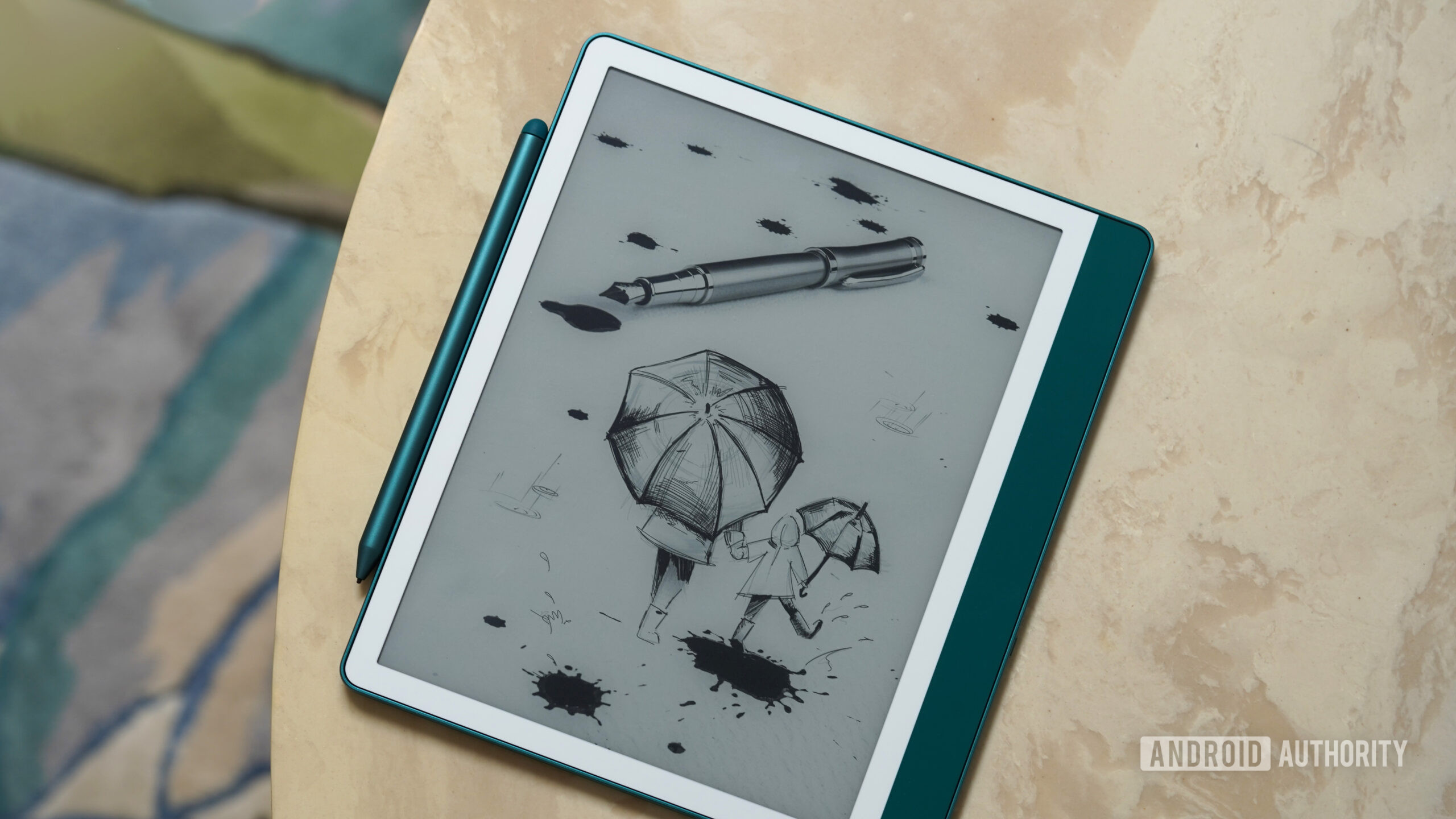 A Kindle Scribe 2024rests on a table.