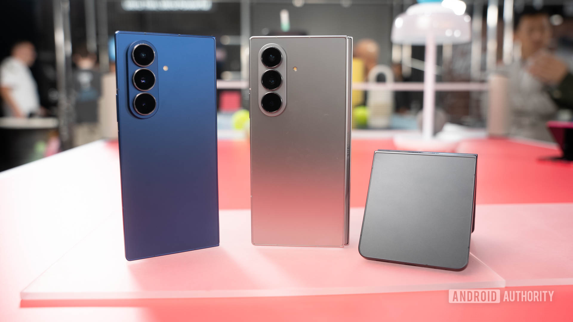 Samsung Galaxy Z Fold 7 in Blue Shadow and Silver Shadow next to Galaxy Z Flip 7