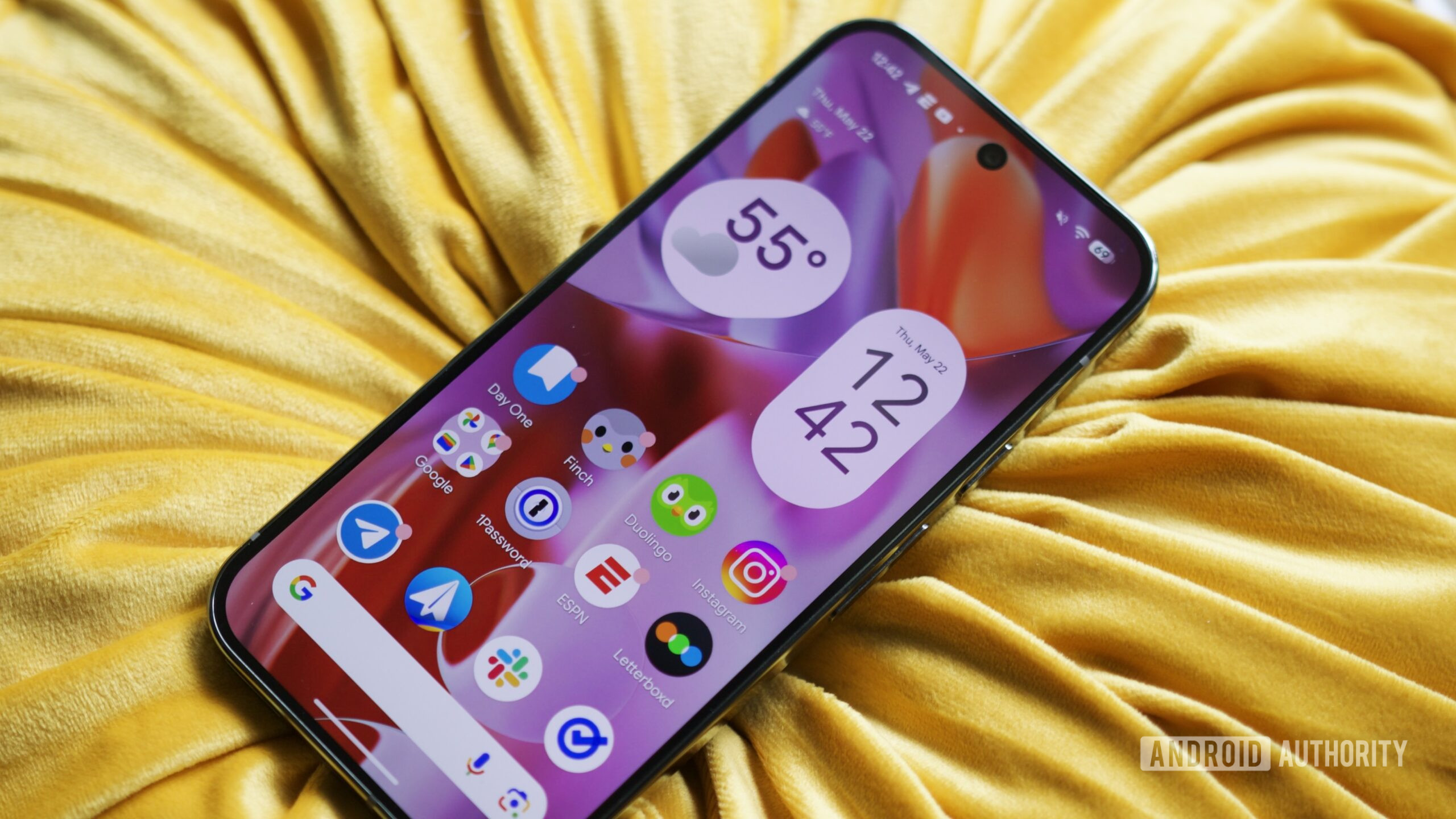 The home screen of an Android phone running the Android 16 QPR1 Beta.