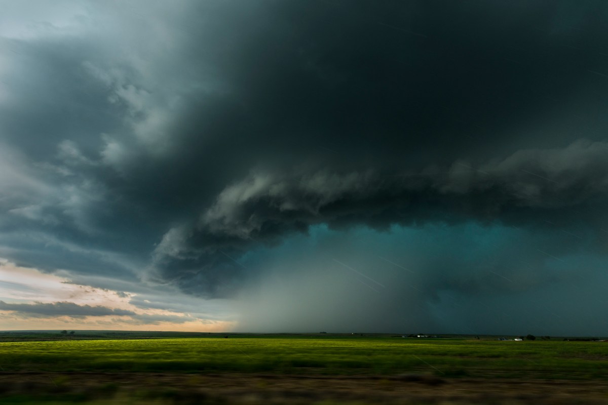 cloud storms over field
