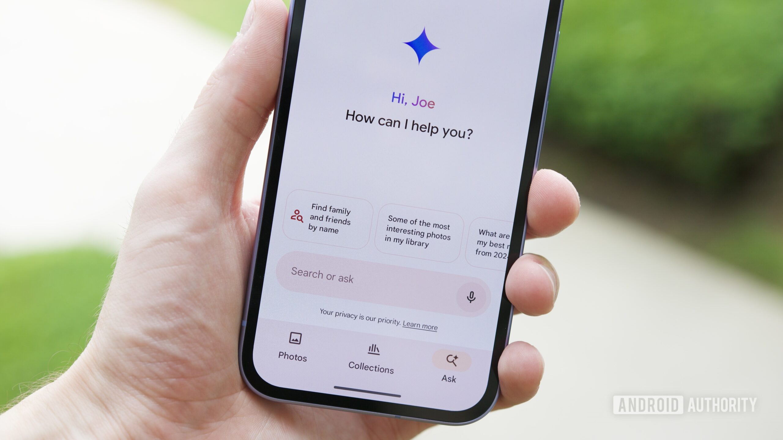 The new Ask Photos interface in Google Photos.