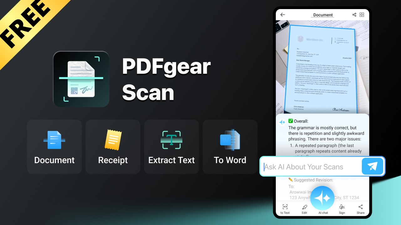 PDFgear Scan is an AI-powered, feature-packed scanning app - and it’s completely free