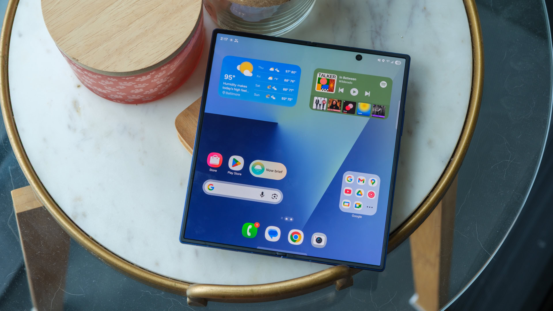 samsung galaxy z fold 7 open on table